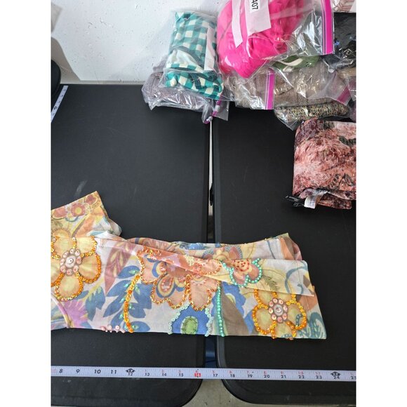 Womens Sequin Embellished Floral Mesh Top Size Medium Y2K Fairy Groovy Art Sheer - Picture 10 of 11